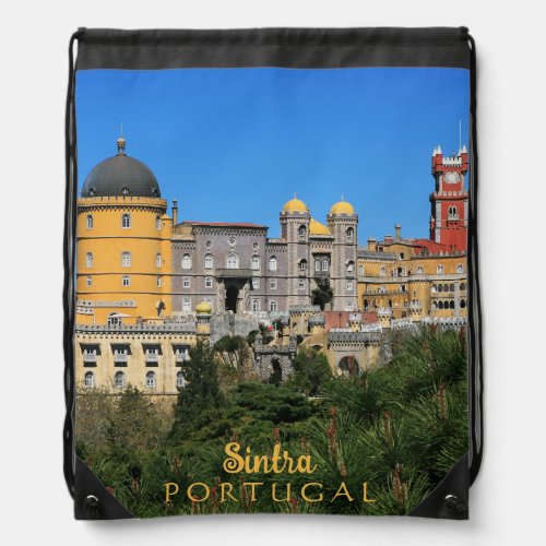 Fairytale Sintra Palace photo in Portugal Drawstring Bag