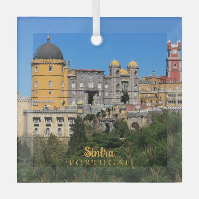 Fairytale Sintra Palace photo, in Portugal Glass Ornament (Front)