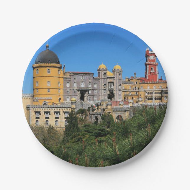 Fairytale Sintra Palace photo, in Portugal Paper Plates (Front)