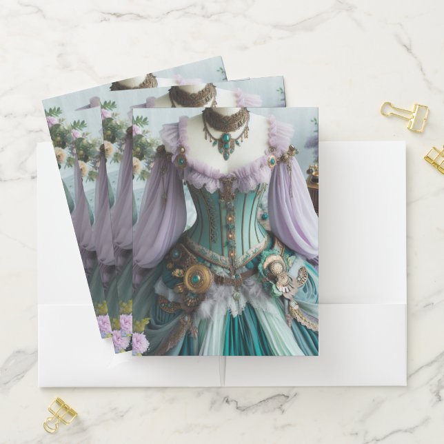 Fairytale Spring Pastel Floral Gown Pocket Folder (In Situ)