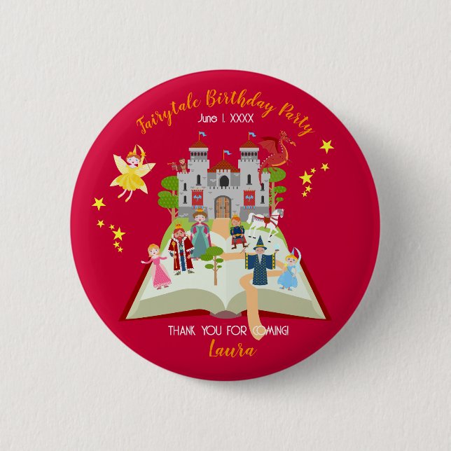 Fairytale Stories Girl Birthday Party Button (Front)