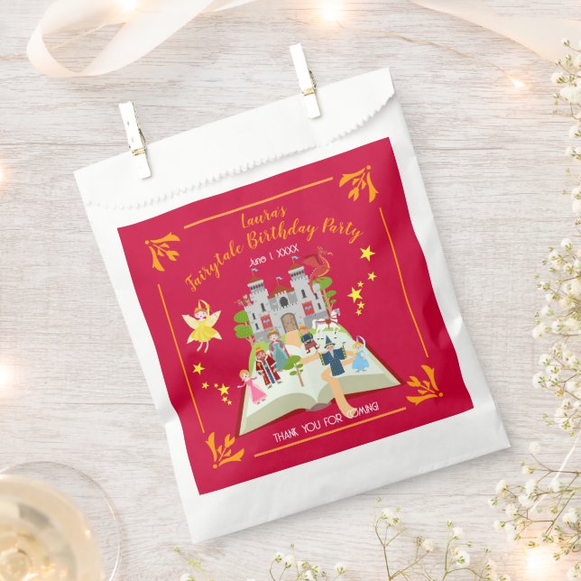 Fairytale Stories Girl Birthday Party Favor Bag (Clipped)
