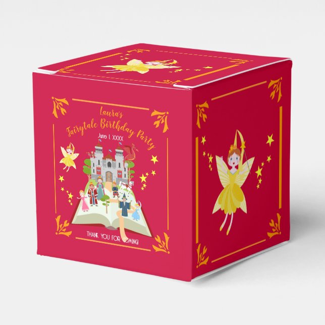 Fairytale Stories Girl Birthday Party Favor Boxes (Front Side)