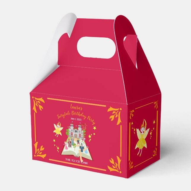 Fairytale Stories Girl Birthday Party Favor Boxes (Front Side)