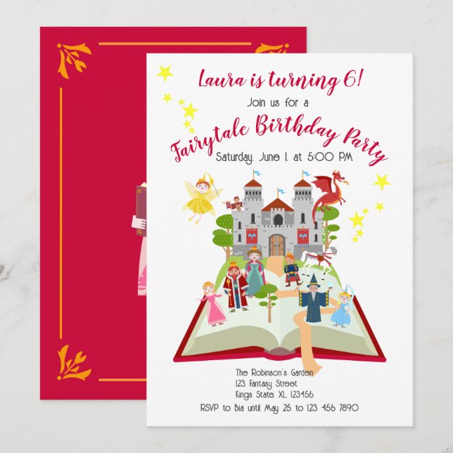 Fairytale Stories Girl Birthday Party Invitation (Front/Back)