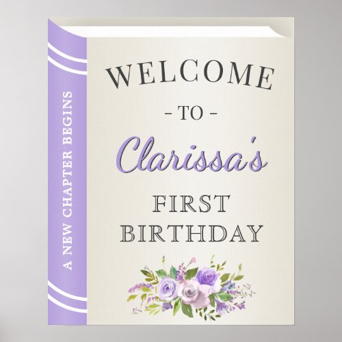 Fairytale Storybook Girl Birthday Party Welcome Poster
