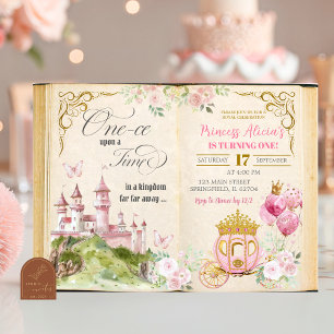 Fairytale Storybook Princess First Birthday Invitation