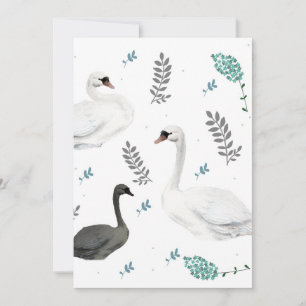 Fairytale Swan Illustration Folk Botanical Invitation