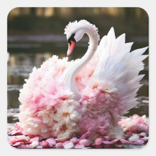 Fairytale swan square sticker