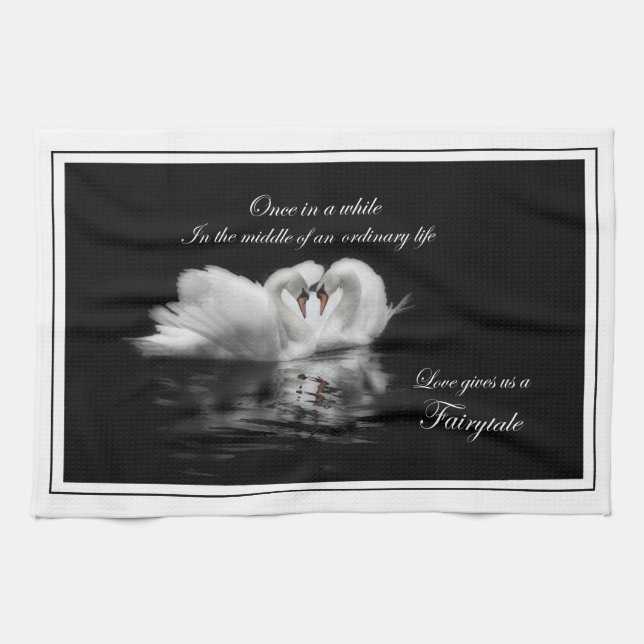 Fairytale swans kitchen towel (Horizontal)
