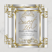 Fairytale Sweet 16 16th Birthday Gold Silver 2 Invitation (Front/Back)