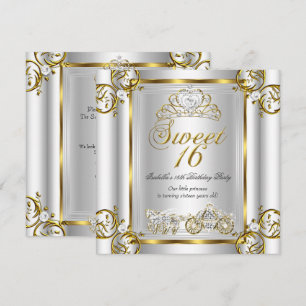 Fairytale Sweet 16 16th Birthday Gold Silver 3 Invitation