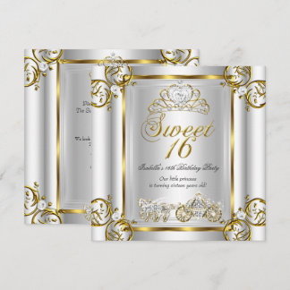 Fairytale Sweet 16 16th Birthday Gold Silver 3 Invitation