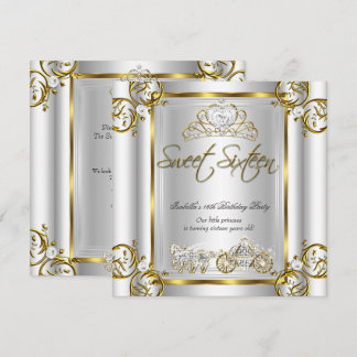 Fairytale Sweet 16 16th Birthday Gold Silver Invitation