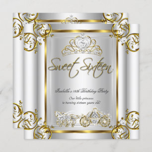 Fairytale Sweet 16 16th Birthday Gold Silver Invitation