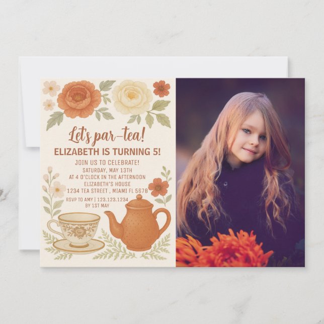 Fairytale Tea Party Birthday Invitation (Front)
