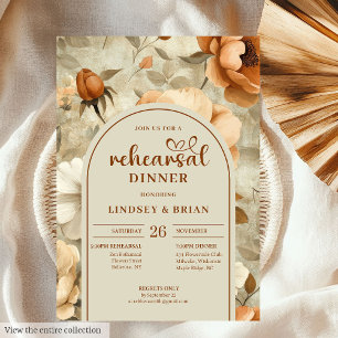 Fairytale Terracotta Ivory Sage Floral Rehearsal Invitation