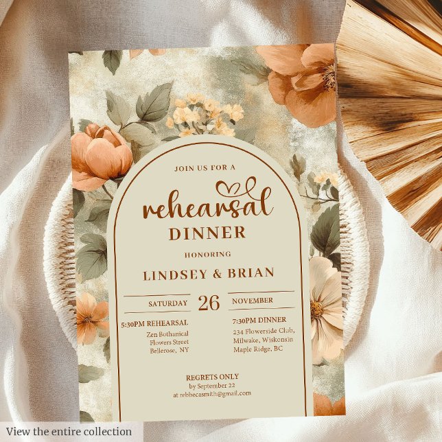 Fairytale Terracotta Sage Floral Rehearsal Invite (Fairytale Terracotta Sage Floral Rehearsal Invite)