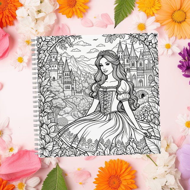 Fairytale Themed Princess and Castles Color Me Notebook (Creator Uploaded)