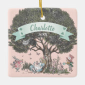 Fairytale Tree Alice in Wonderland Name & Photo Ceramic Ornament (Front)