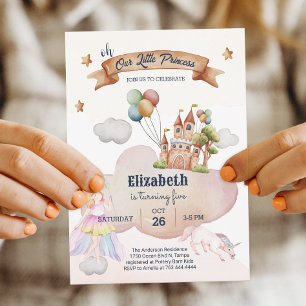 Fairytale Unicorn Castle Girl Birthday Invitation