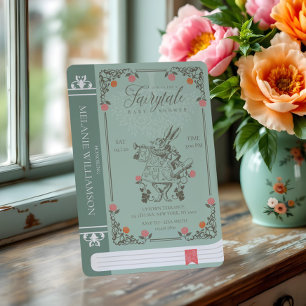 Fairytale Vintage Alice In Wonderland Green Book Invitation