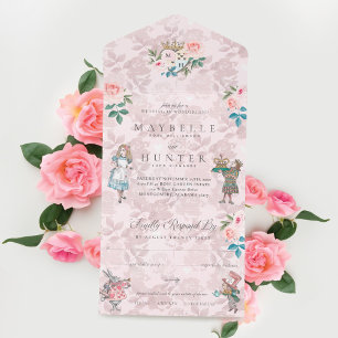 Fairytale Vintage Alice in Wonderland Storybook All In One Invitation