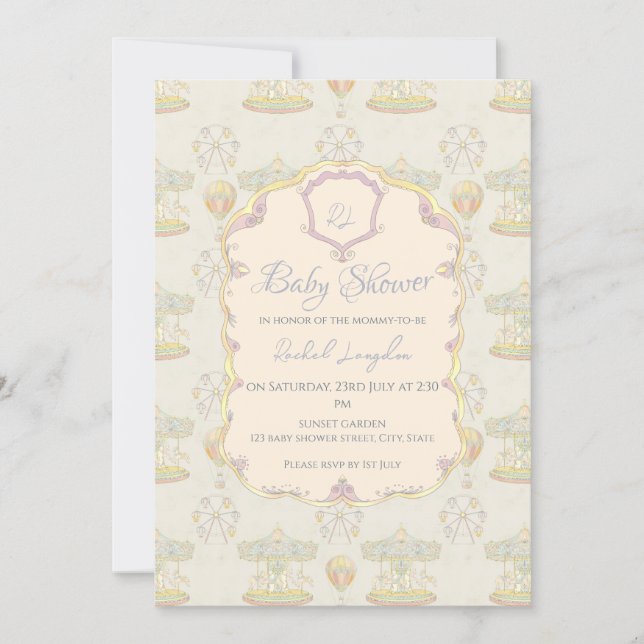 Fairytale Vintage Amusement Park Baby Shower Invitation
