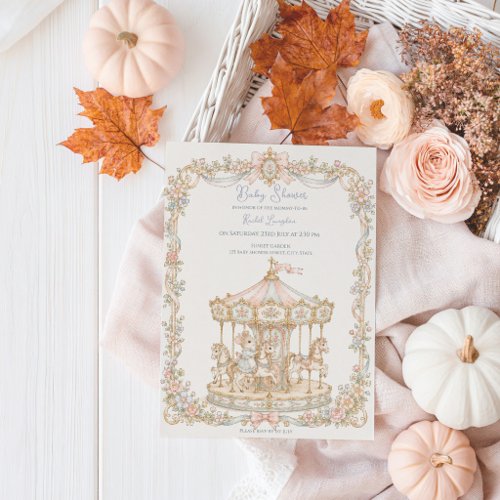 Fairytale Vintage Amusement Park Baby Shower Invitation