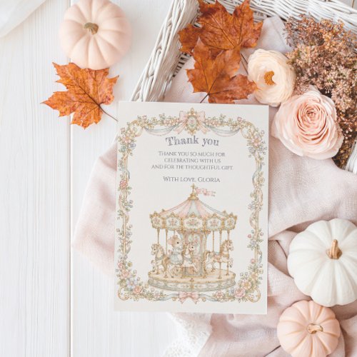 Fairytale Vintage Amusement Park Baby Shower Thank You Card