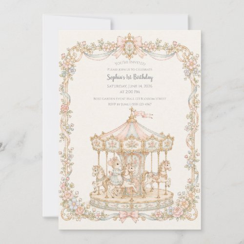 Fairytale Vintage Amusement Park Birthday Invitation