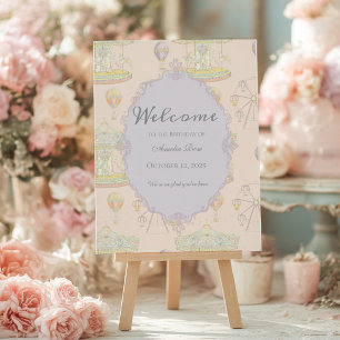 Fairytale Vintage Amusement Park Birthday Welcome Poster