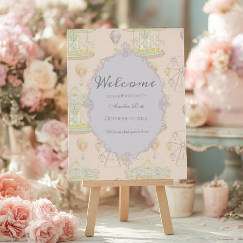 Fairytale Vintage Amusement Park Birthday Welcome Poster