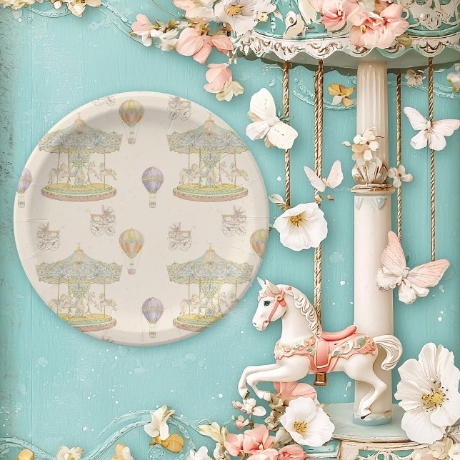 Fairytale Vintage Amusement Park Paper Plates (Creator Uploaded)