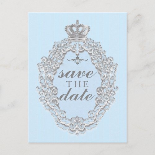 Fairytale Vintage Blue Royal SAVE DATE Postcard