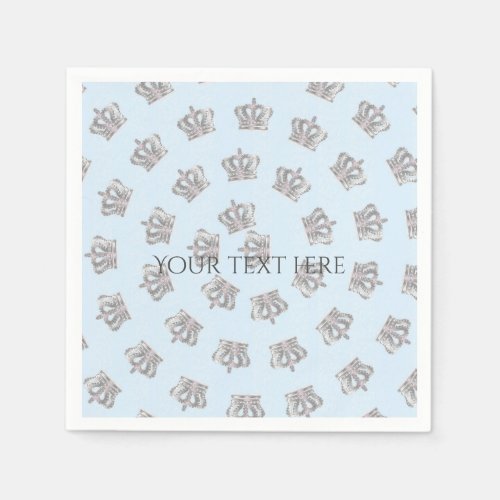 Fairytale Vintage Crown Blue Party Napkins