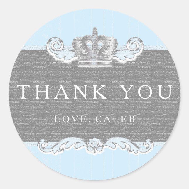 Fairytale Vintage Crown Blue Prince Party Sticker (Front)