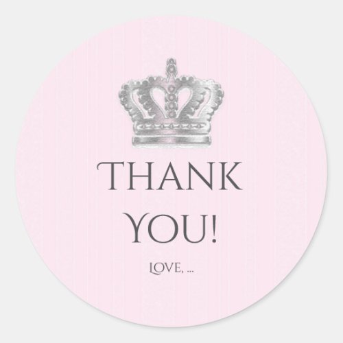 Fairytale Vintage Crown Pink Princess Party Favor Classic Round Sticker