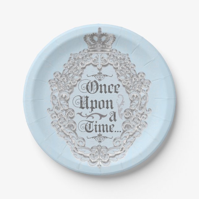 Fairytale Vintage Once Upon a time Blue Plates (Front)