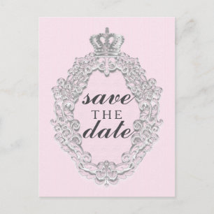 Fairytale Vintage Pink Princess SAVE DATE Postcard