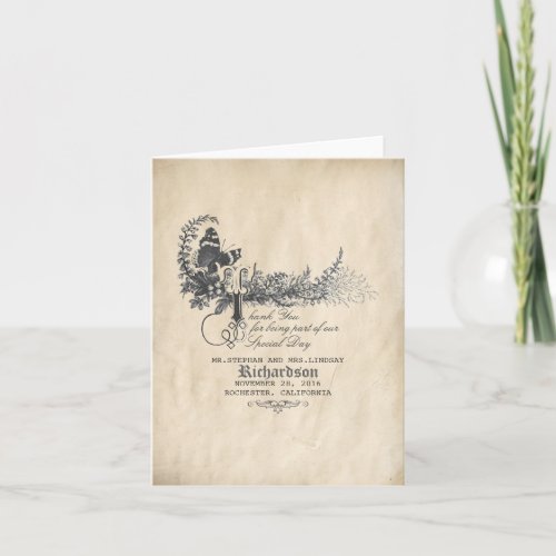 Fairytale vintage wedding thank you cards