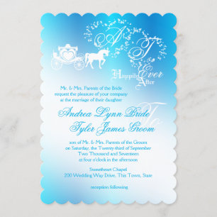 Fairytale Wedding Carriage Peacock Blue Invitation