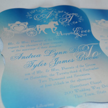 Fairytale Wedding Carriage Peacock Blue Invitation by happygotimes at Zazzle