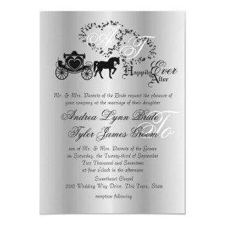 Carriage Wedding Invitations Announcements Zazzle Fairytale Wedding Carriage Silver Card