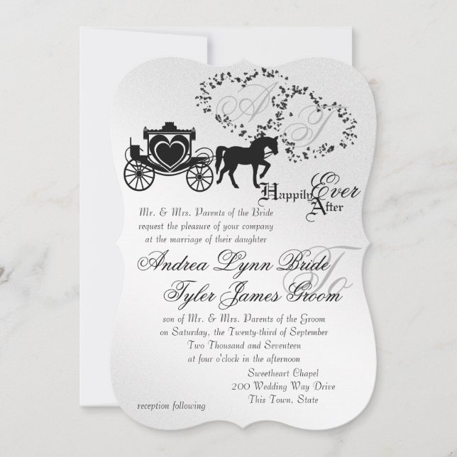 Fairytale Wedding Carriage Silver Invitation (Front)