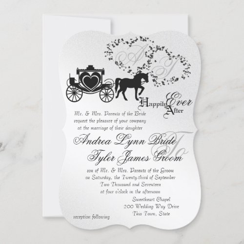 Fairytale Wedding Carriage Silver Invitation