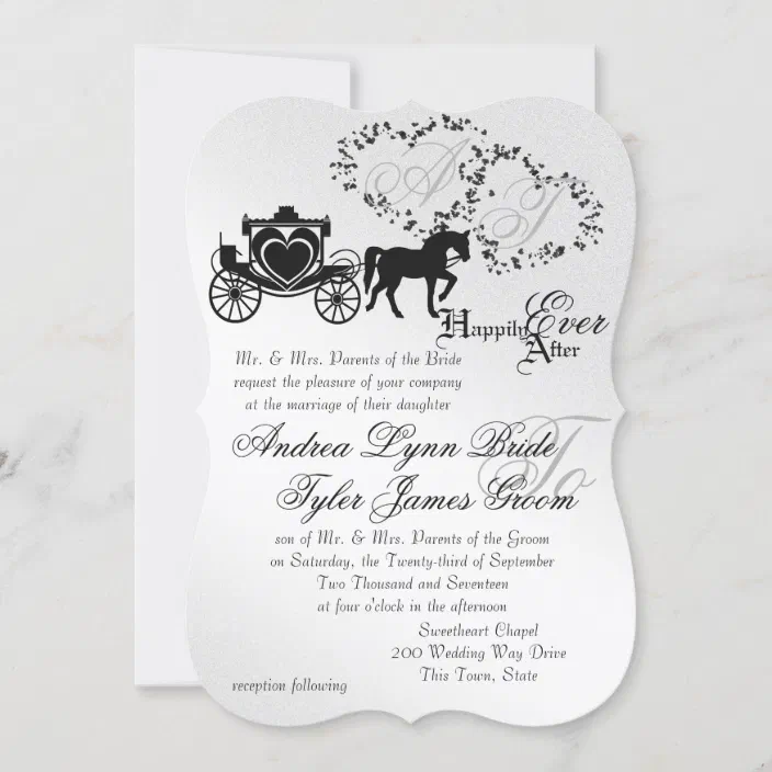 Gold Foil Fairy Bride and Groom in Castle Wedding Bridal Shower Invitations Card 