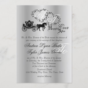 Fairytale Wedding Carriage Silver Invitation