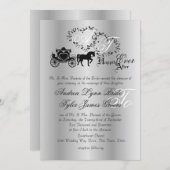 Fairytale Wedding Carriage Silver Invitation (Front/Back)