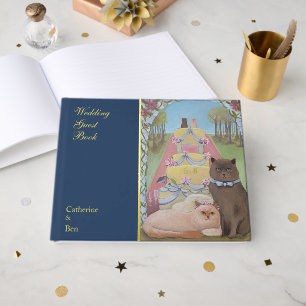 Fairytale Wedding Cats 10.5" x 8.25" Gold Foil Guest Book